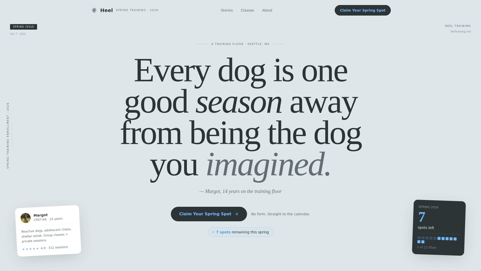 Heel - Editorial Dogtrainer Landing Page Template