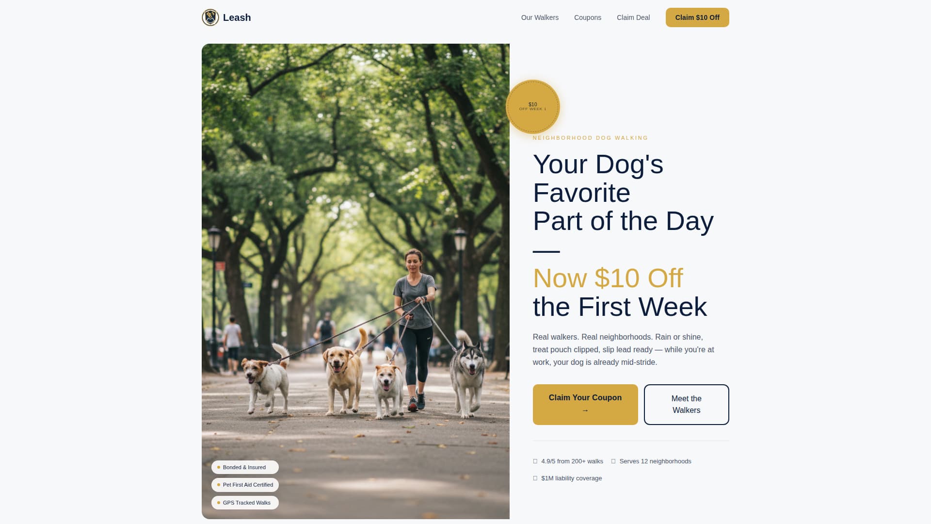 Leash - Trusted Dogwalker Landing Page Template