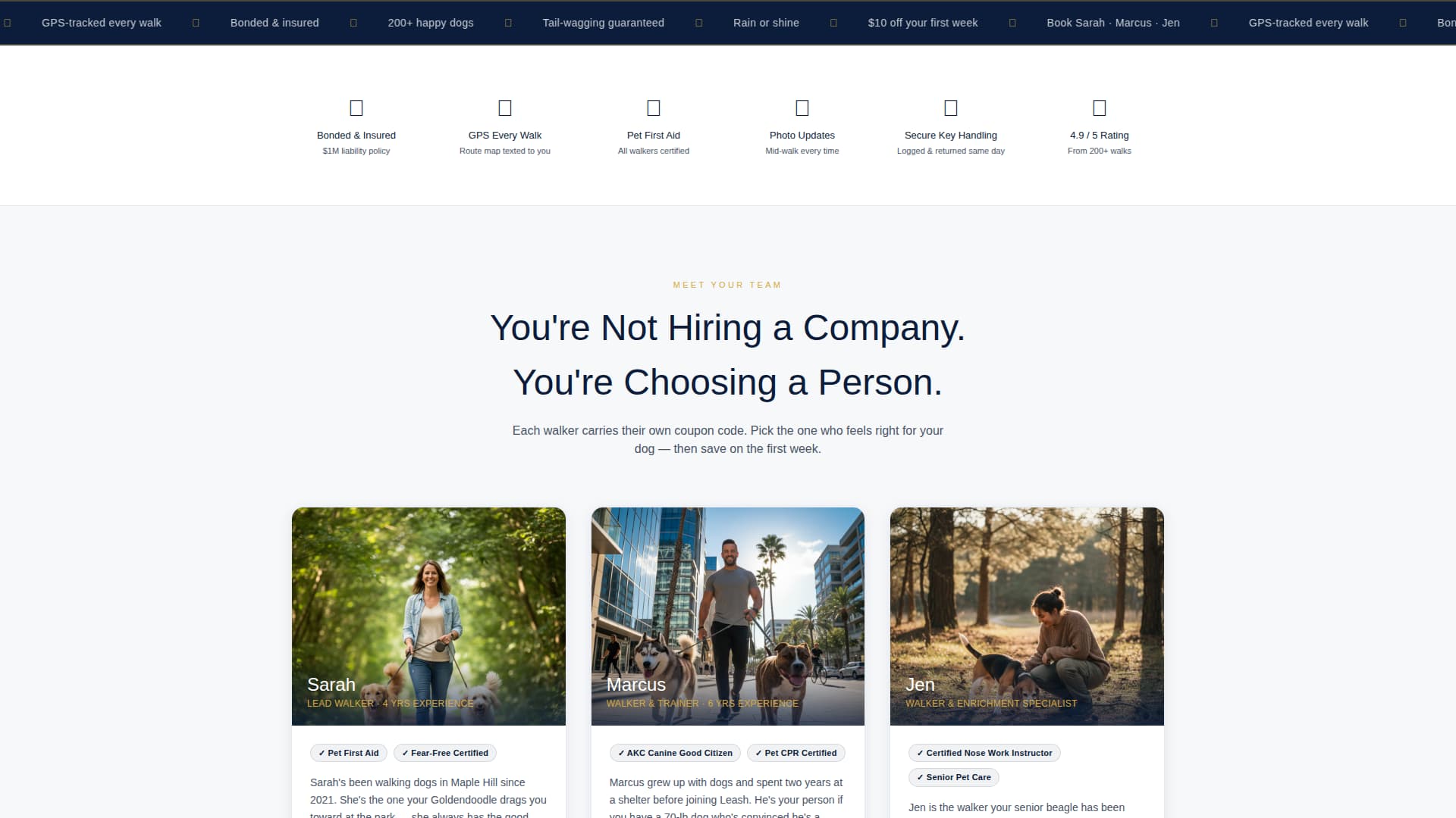 Leash - Trusted Dogwalker Landing Page Template