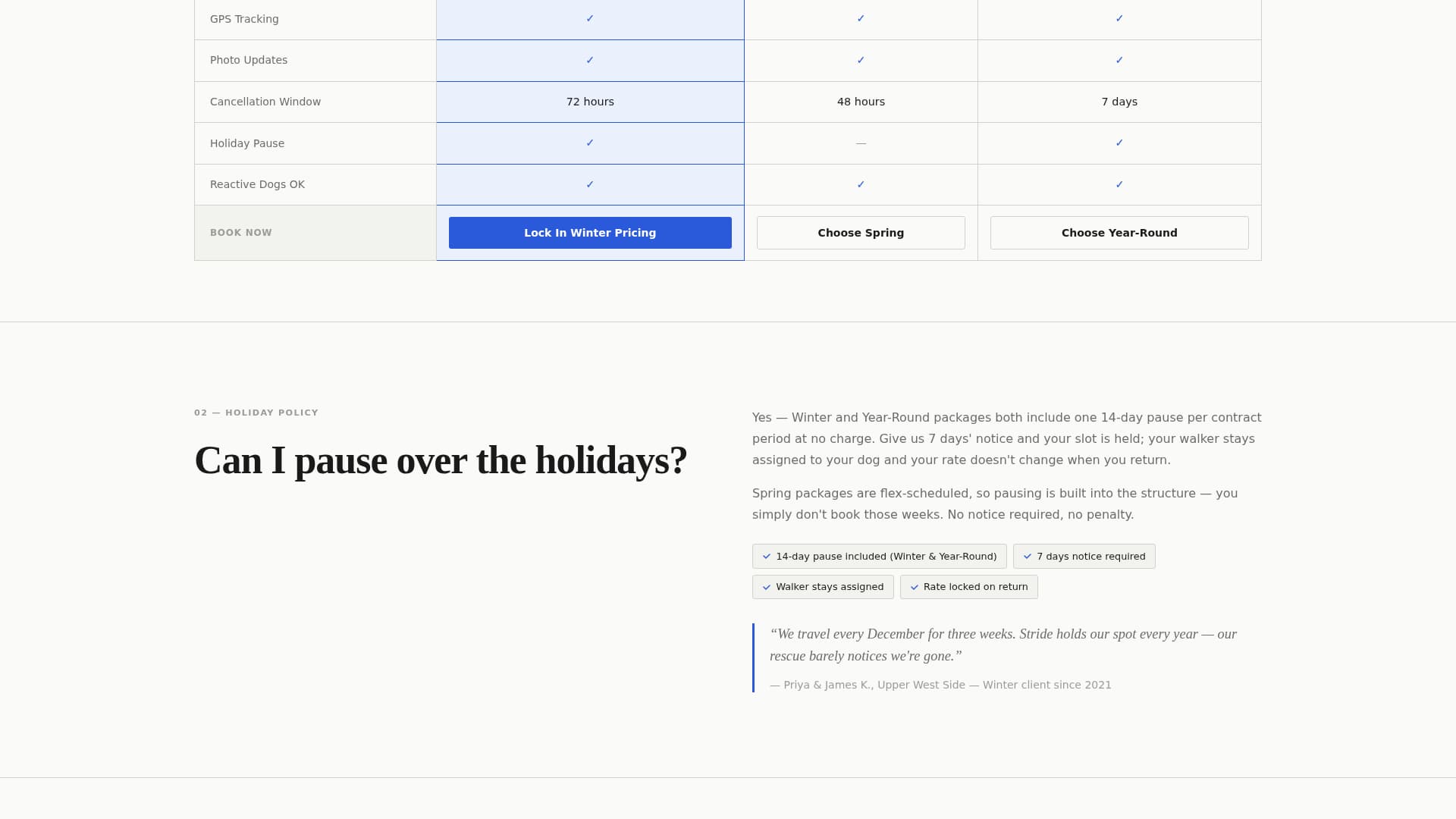 Stride - Seasonal Dogwalking Landing Page Template