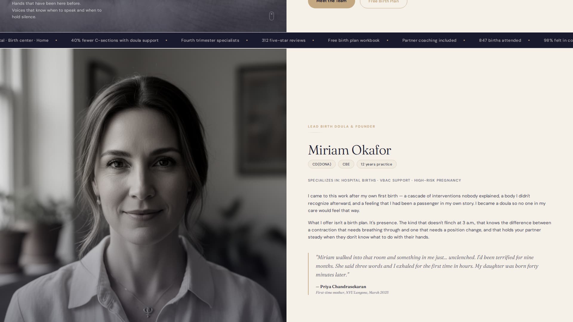 Birthspace - Trusted Doula Landing Page Template