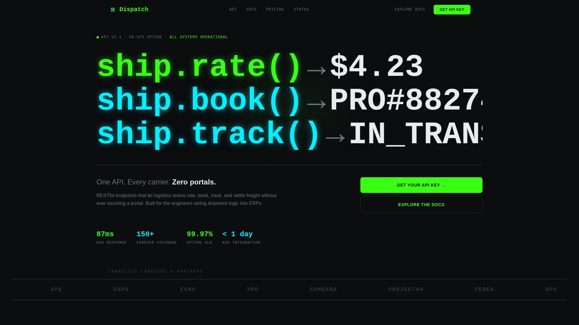 Dispatch - Powerful Freight Landing Page Template