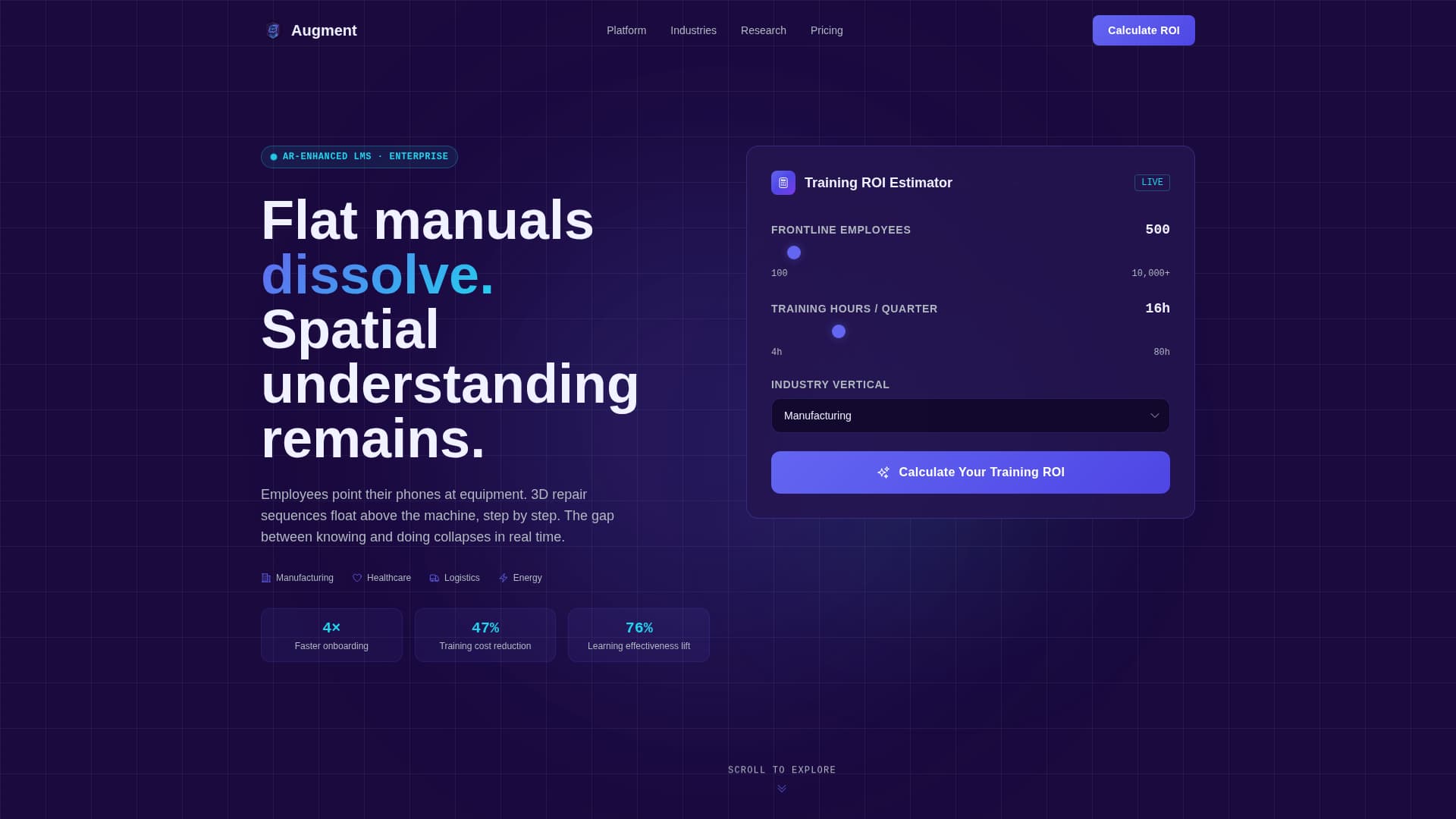 AR-Enhanced Enterprise Software Cost Calculator Website Template