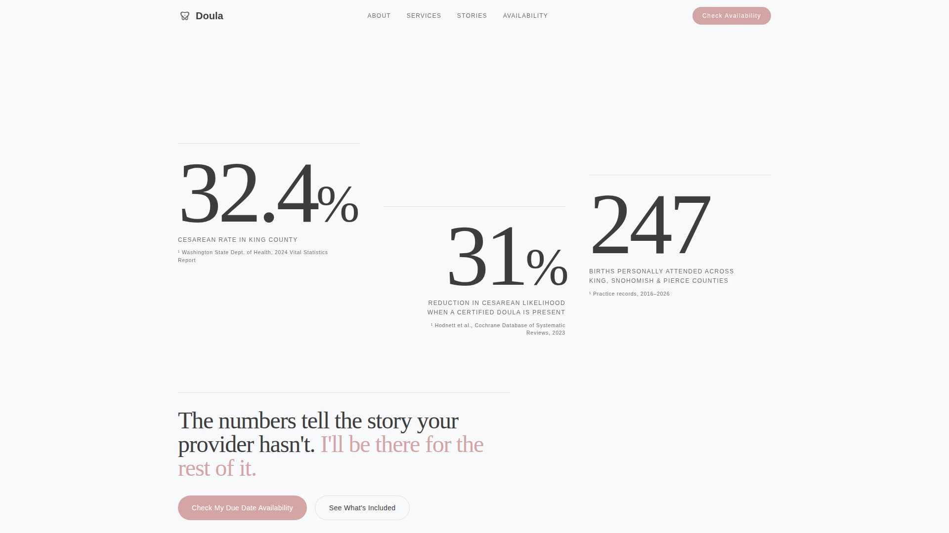 Birthside - Editorial Doula Landing Page Template