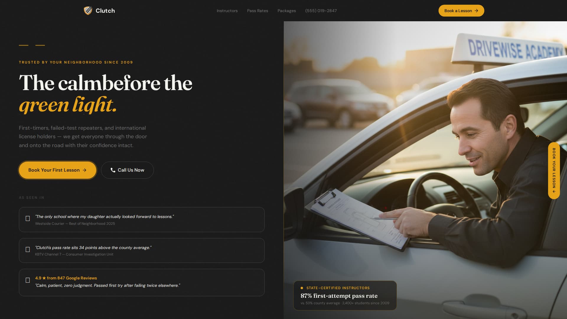 Clutch - Confident Drivingschool Landing Page Template