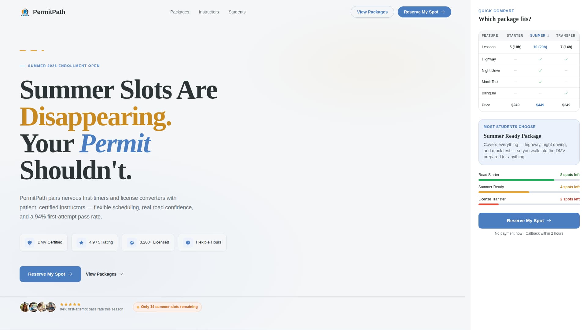 Permit - Urgent Driving Landing Page Template