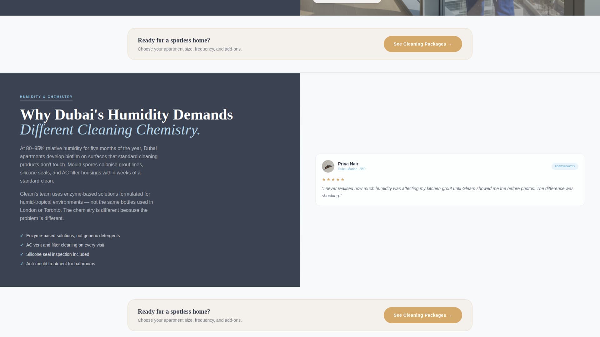 Gleam - Spotless Dubaicleaning Landing Page Template