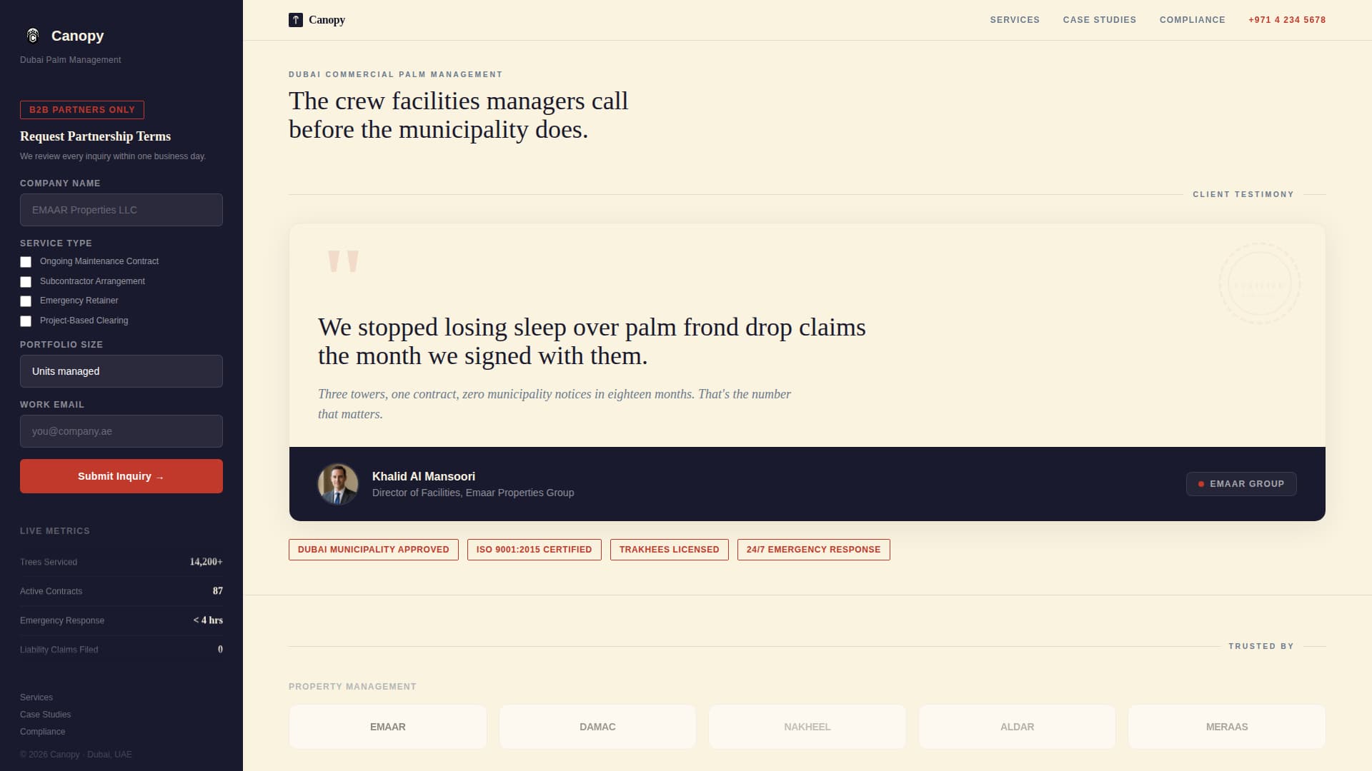 Canopy — Certified Tree Removal Landing Page Template