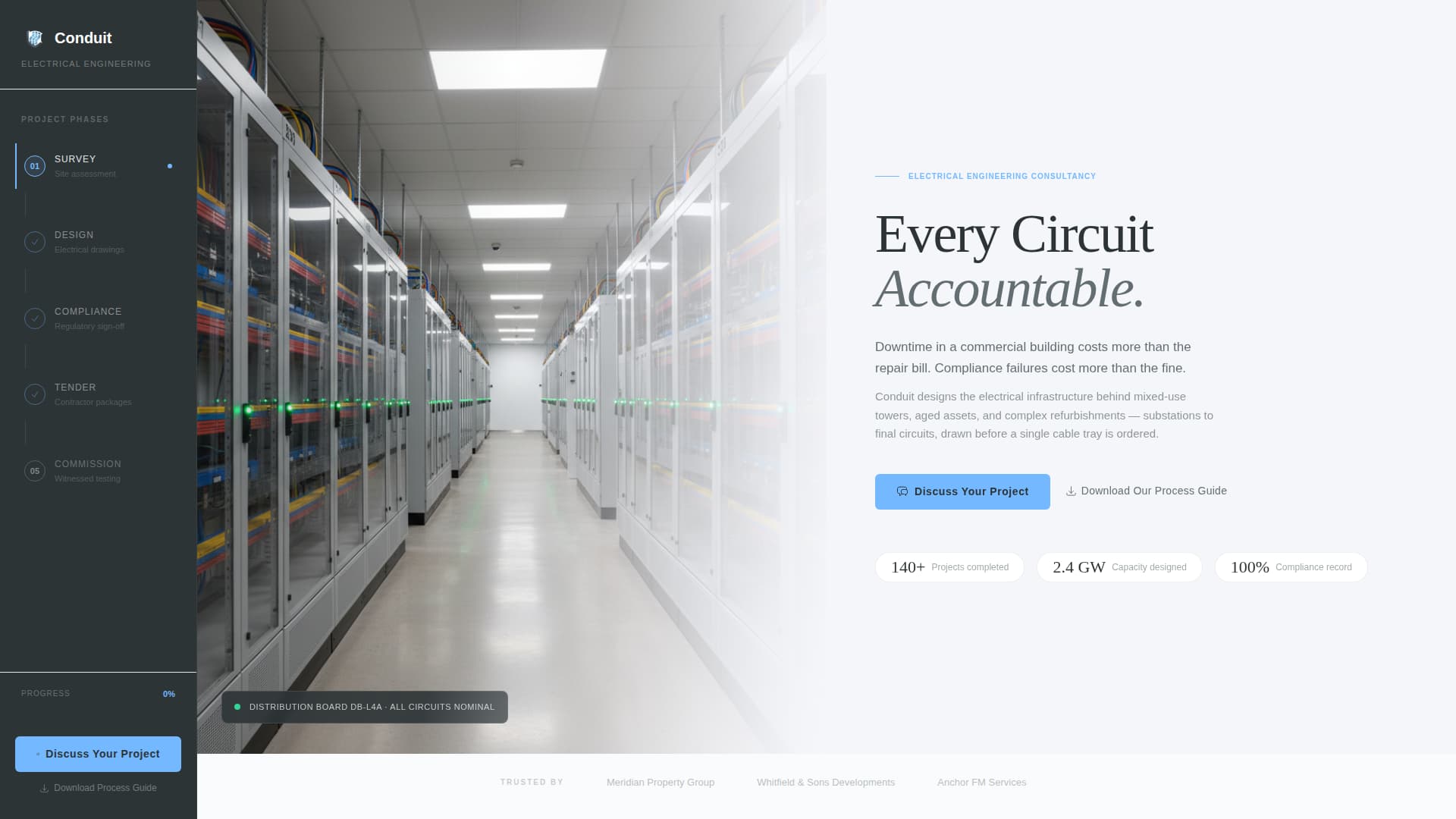 Conduit - Precision Electricalengineering Landing Page Template