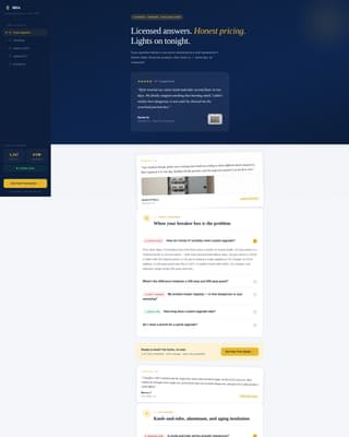 Emergency Electrician FAQ & 24-Hour Booking Website Template