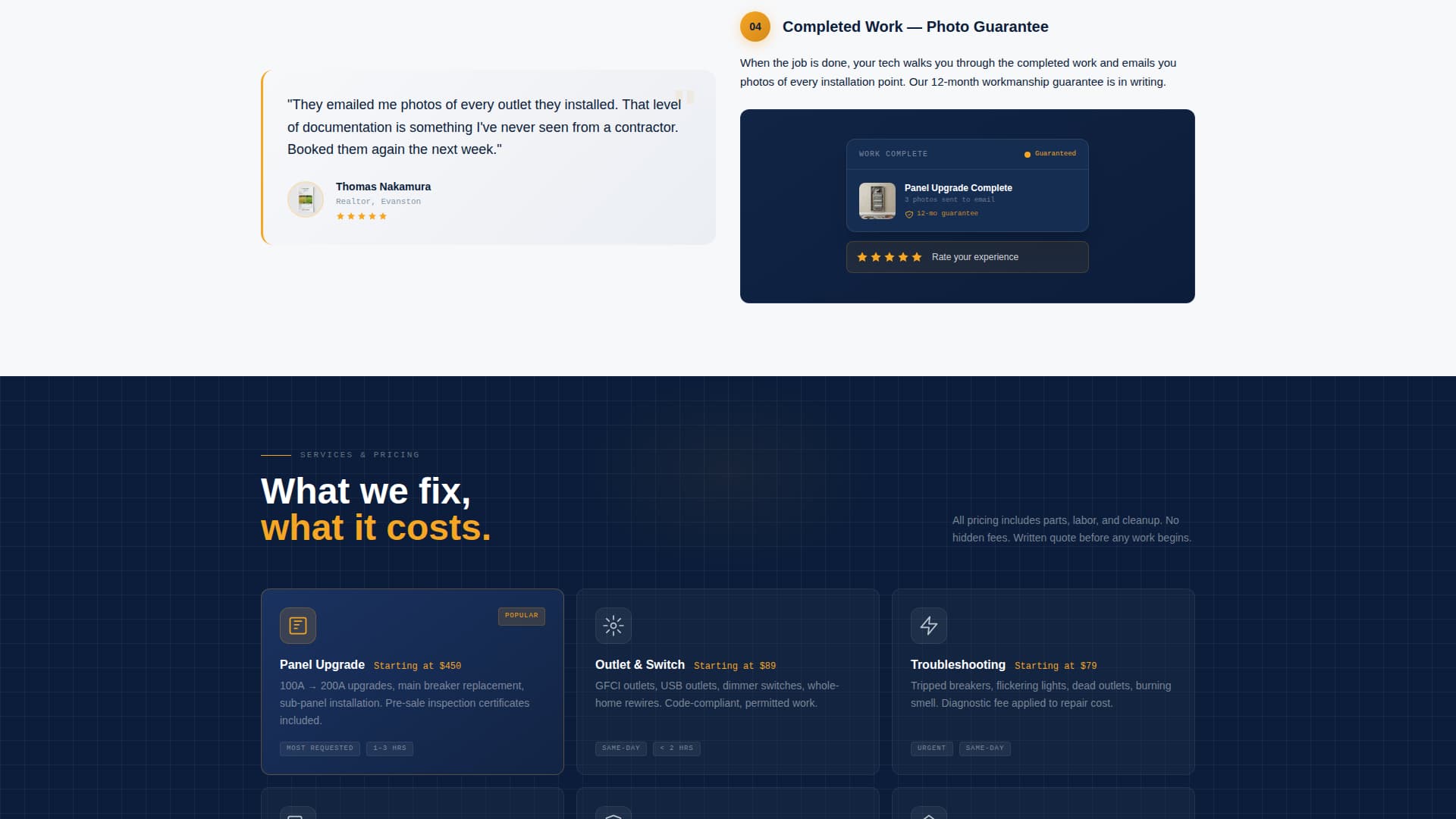 Sparks - Trusted Electrician Landing Page Template