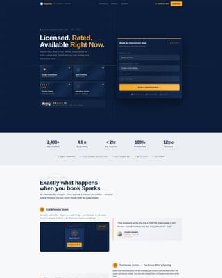 Sparks - Trusted Electrician Landing Page Template
