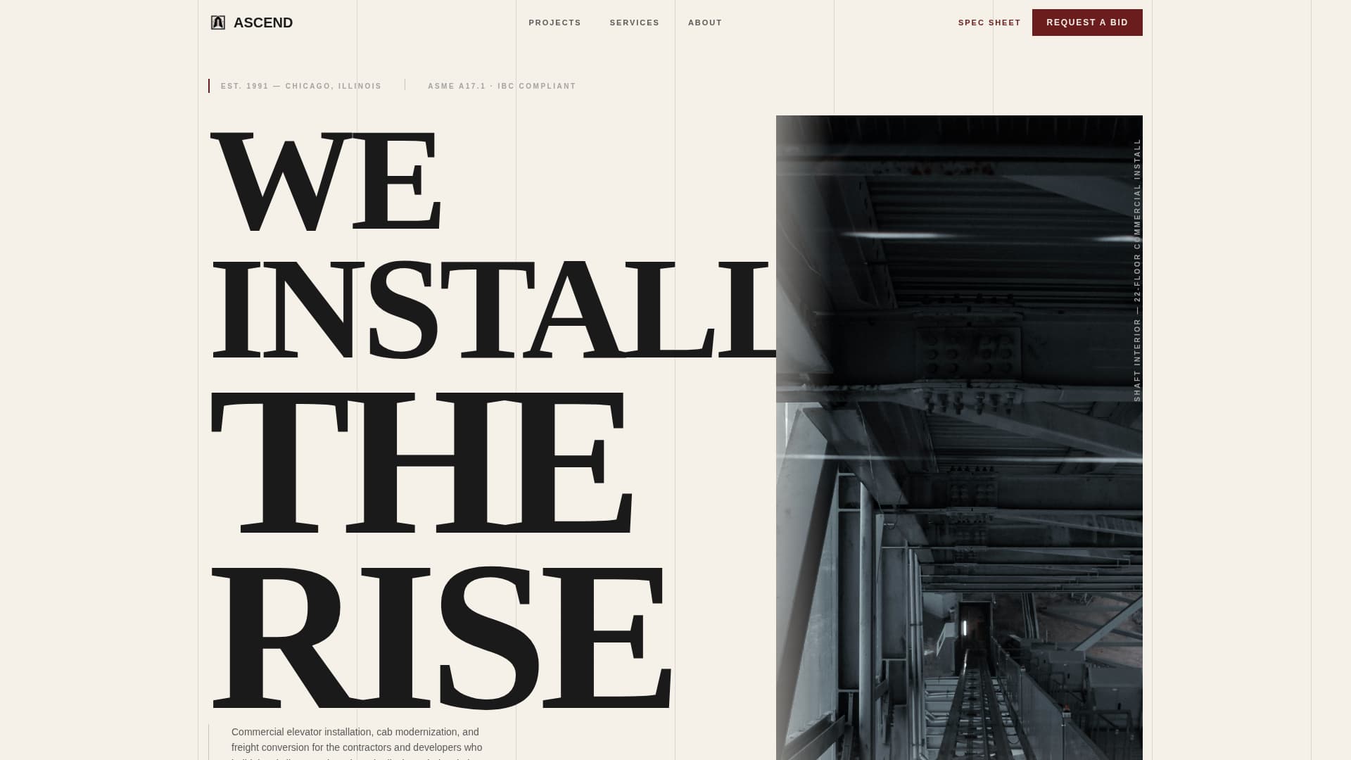 Ascend - Authoritative Elevator Landing Page Template