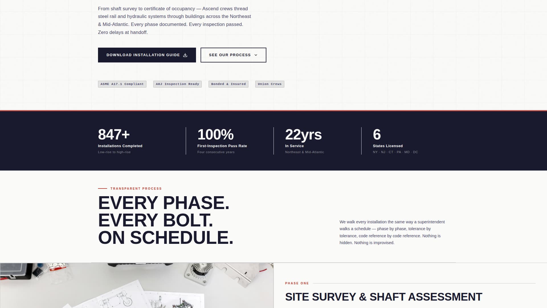 Ascend — Certified Vertical Transport Landing Page Template