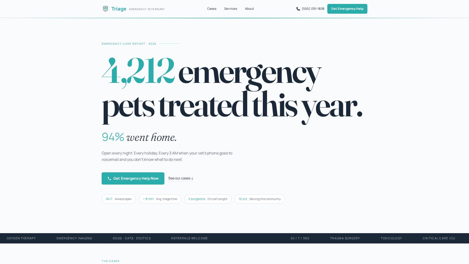 Vitals — Urgent Animal Care Landing Page Template