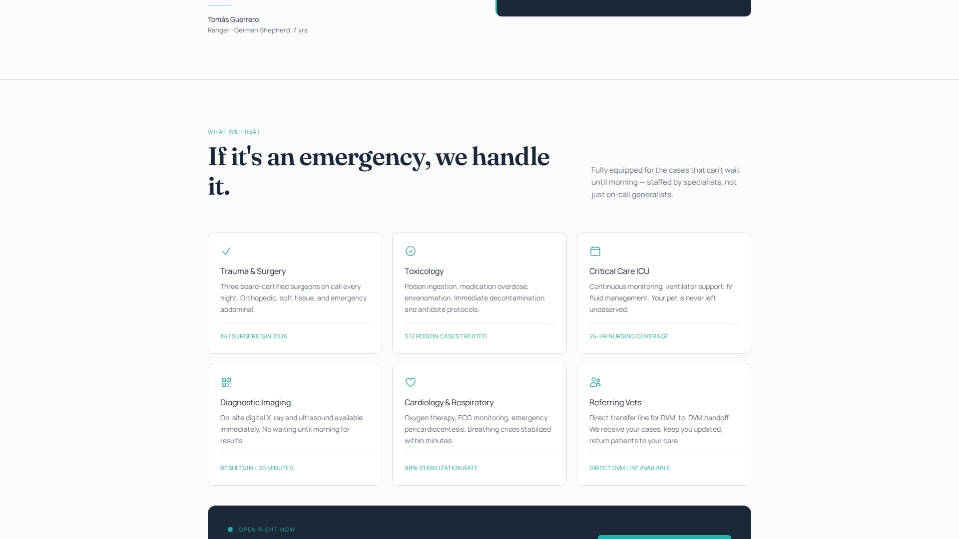 Vitals — Urgent Animal Care Landing Page Template