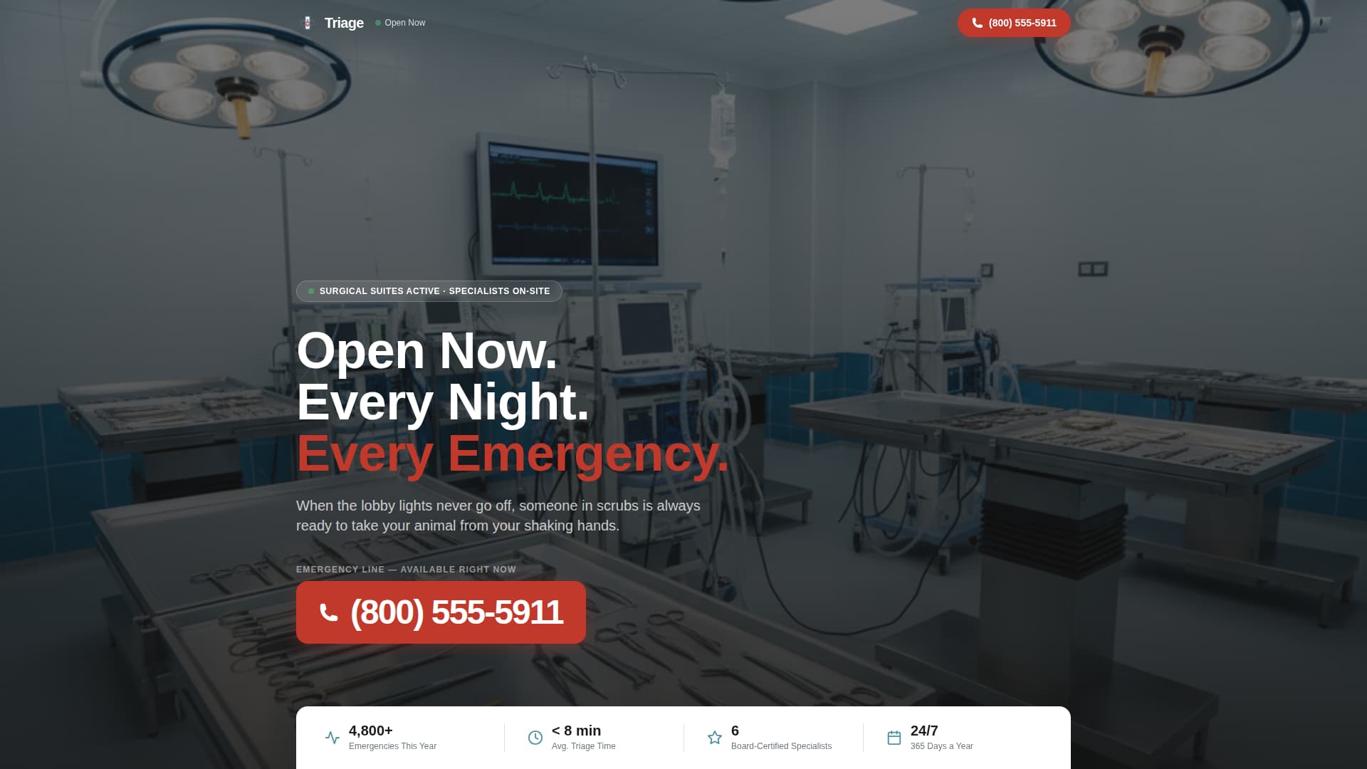 Rescue — Emergency Pet Hospital Landing Page Template