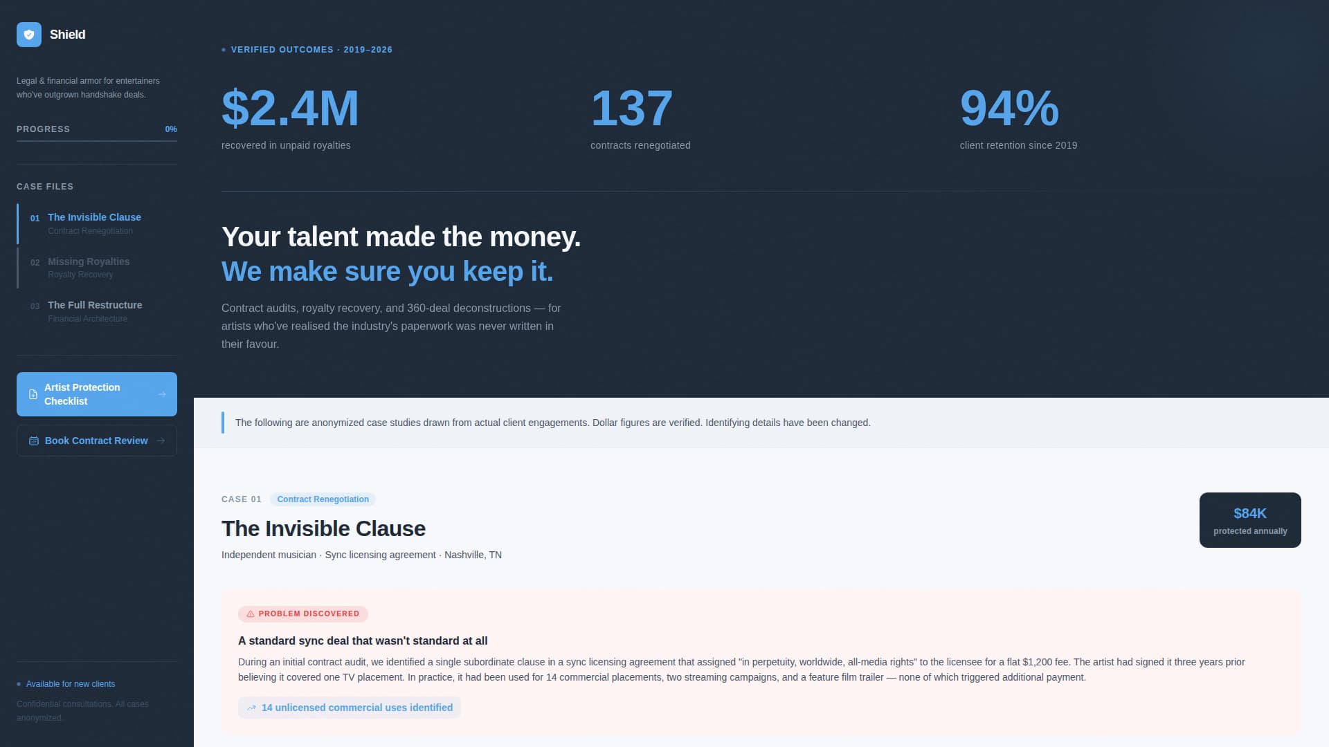Shield - Authoritative Entertainmentconsulting Landing Page Template