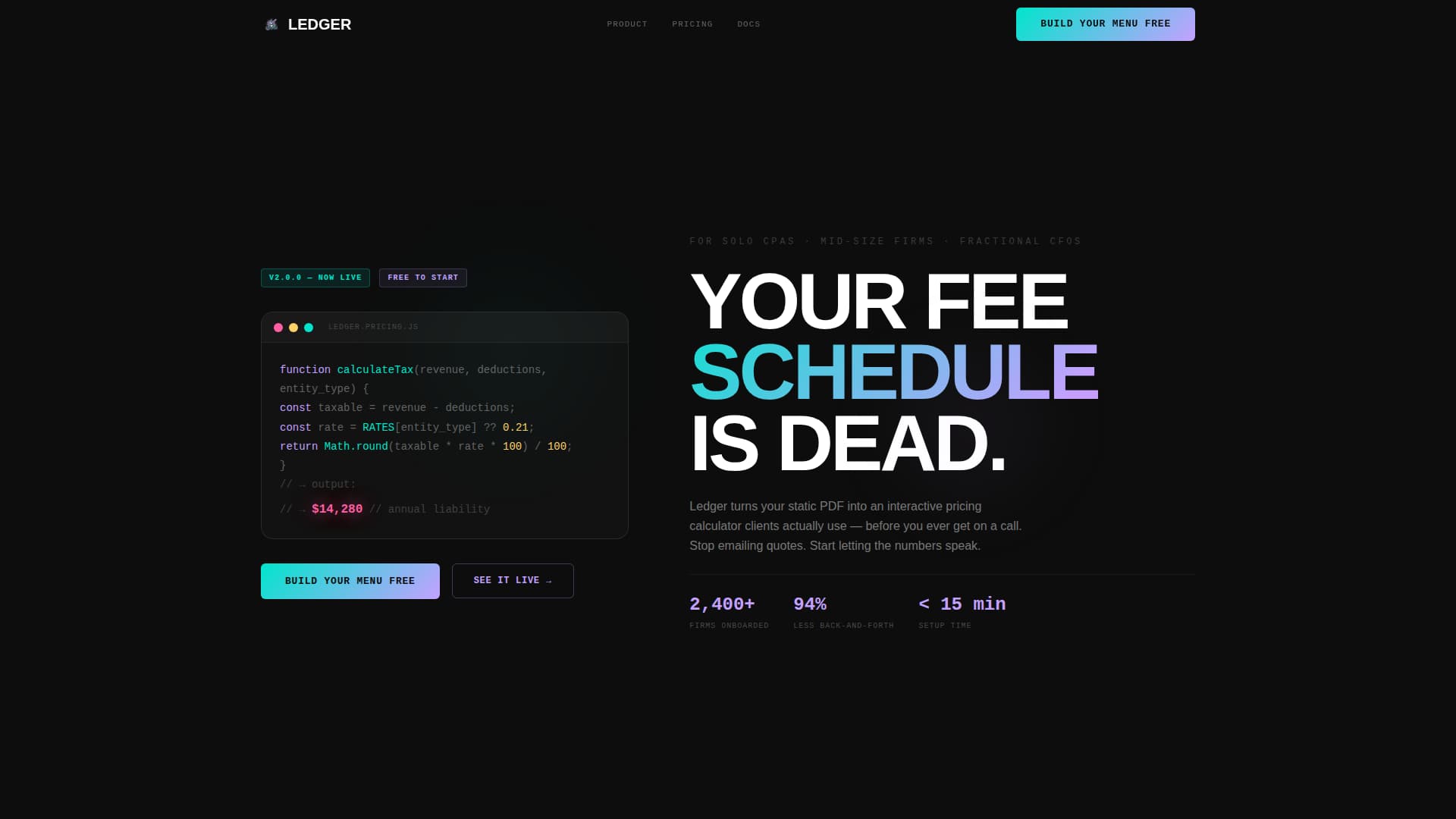 Ledger - Brutalist Accounting Landing Page Template