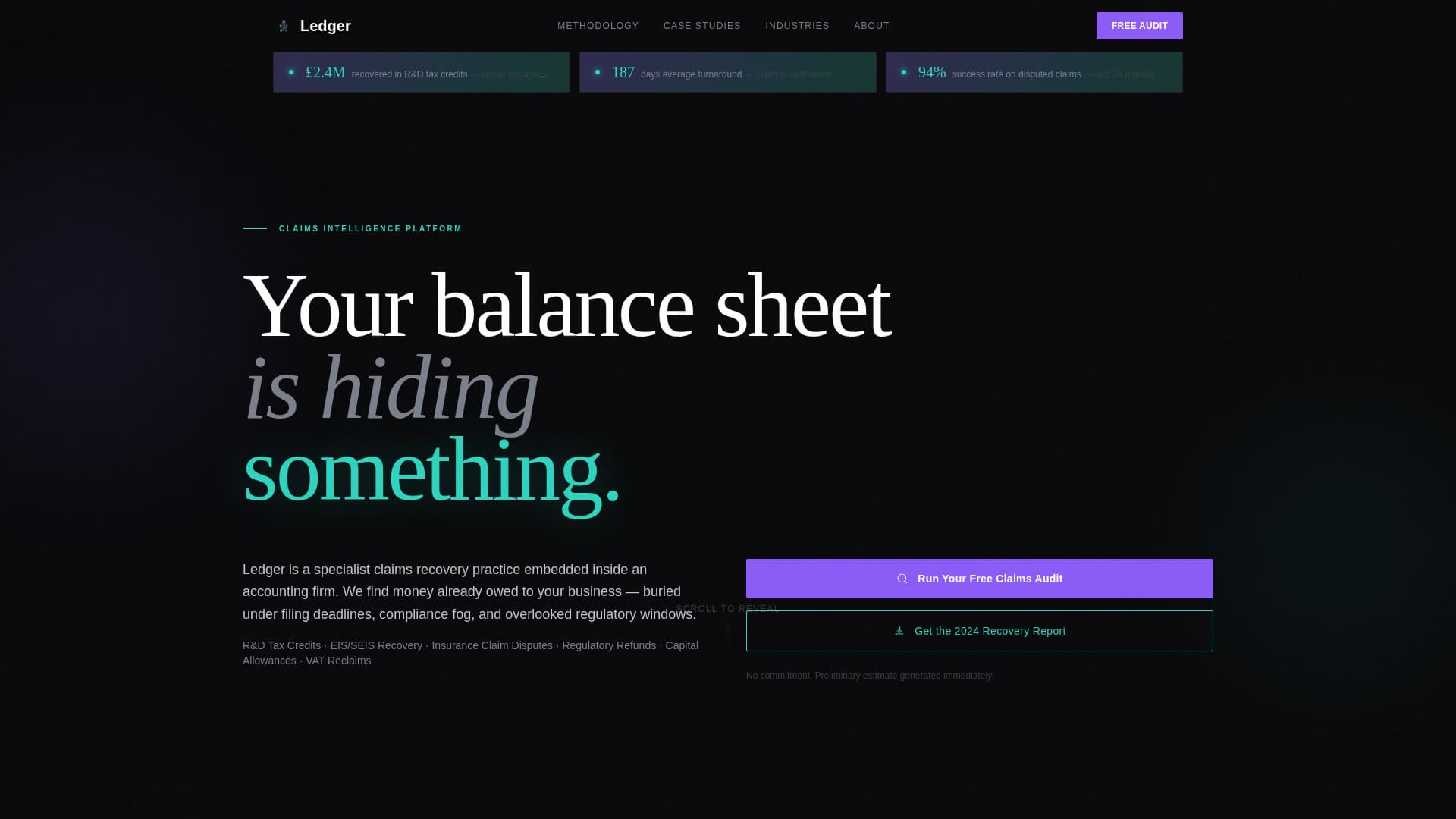 Ledger - Forensic Claims Landing Page Template