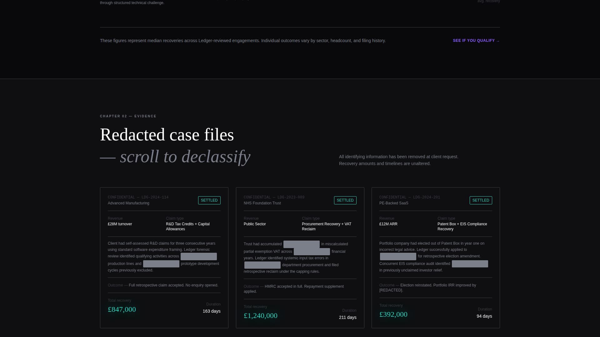 Ledger - Forensic Claims Landing Page Template