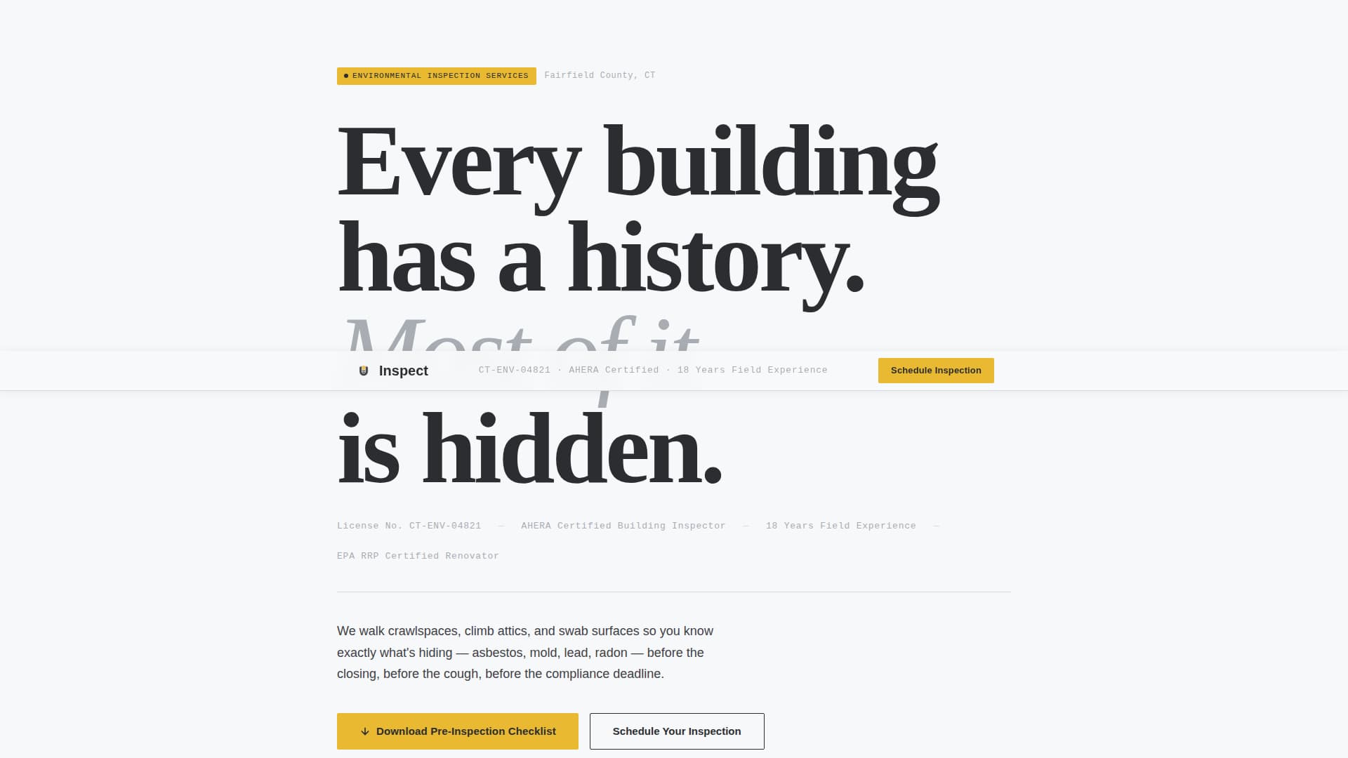 Inspect - Authoritative Environmental Landing Page Template