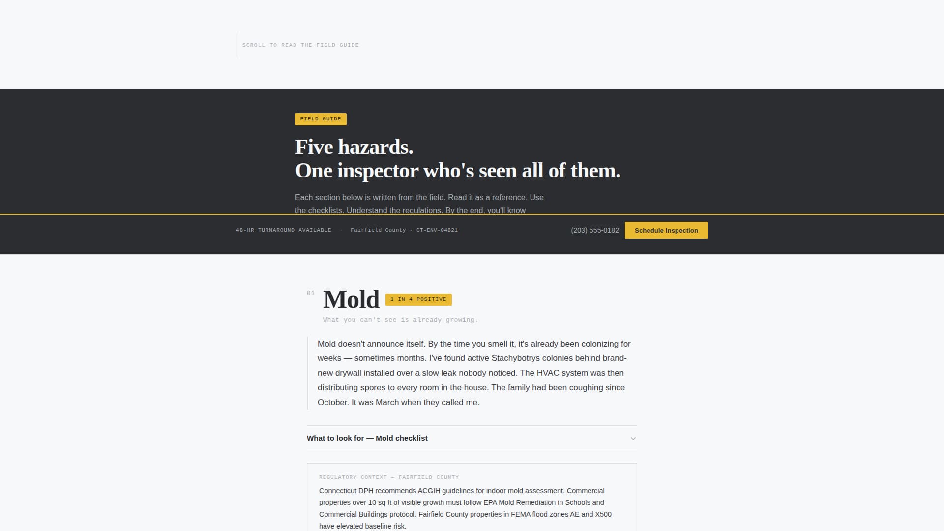Inspect - Authoritative Environmental Landing Page Template