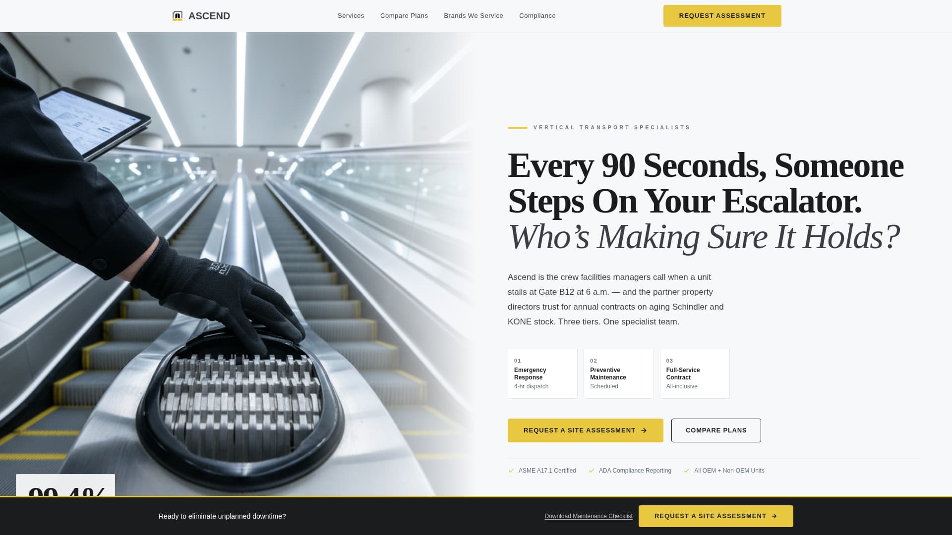 Escalator Technician Business FAQ Website Template