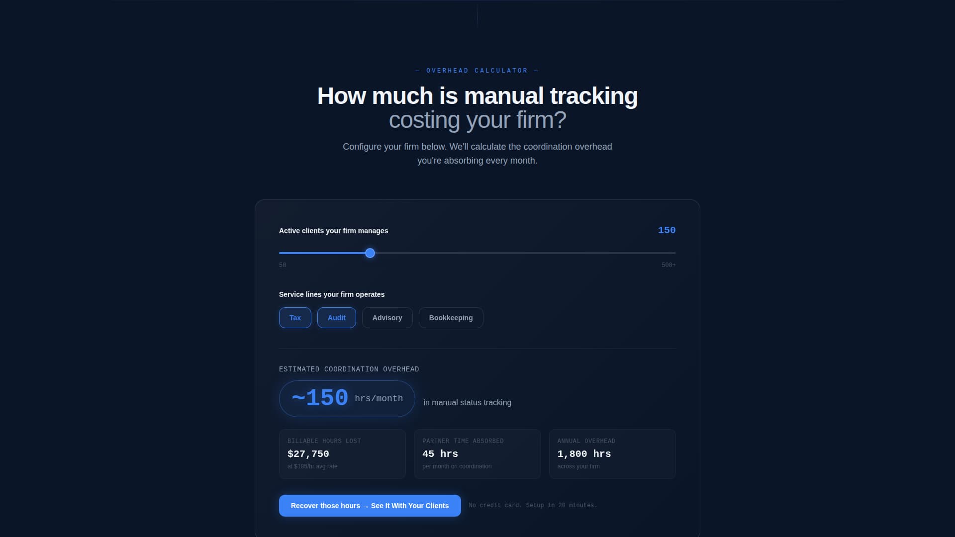 Accounting Firm Software Specialist Cost Calculator Website Template