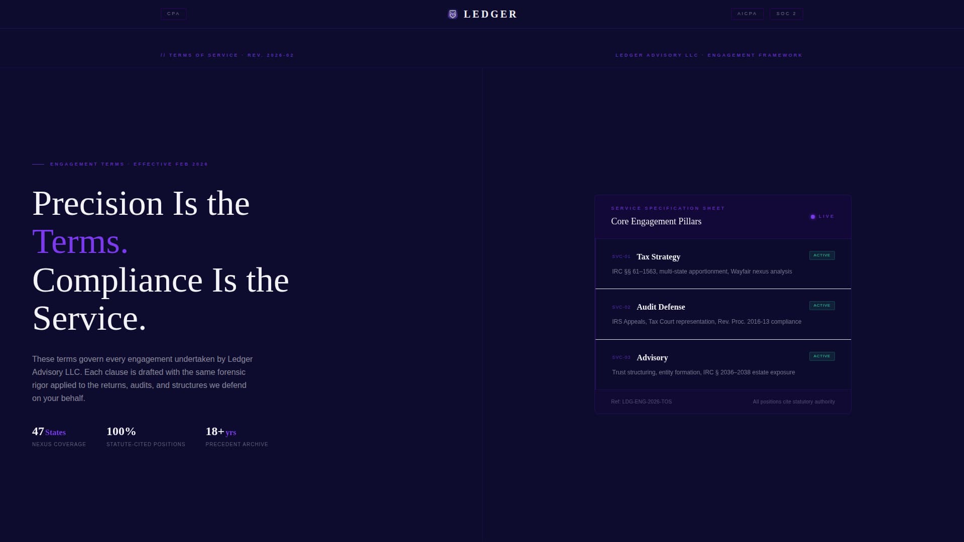 Atlas — Compliance-Focused Accounting Landing Page Template