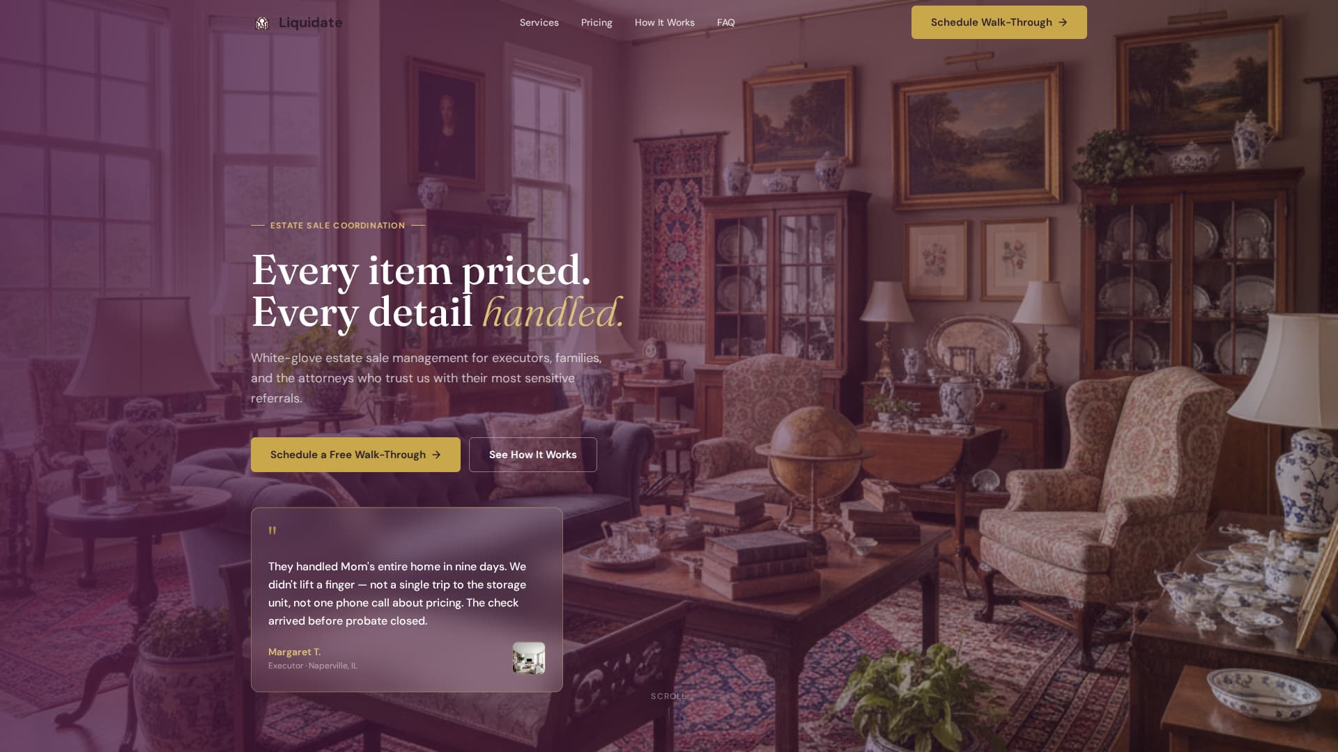 Estate Sale Coordinator Booking Website Template