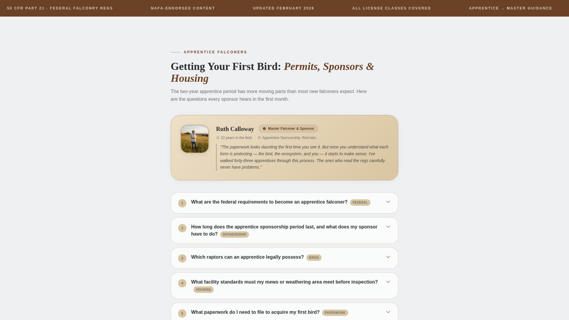 Falconer FAQ Website Template