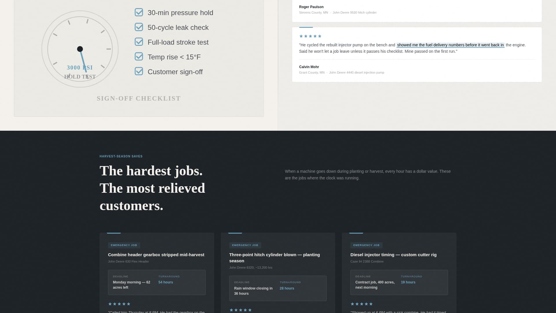 Farm Equipment Mechanic Business Pricing Website Template