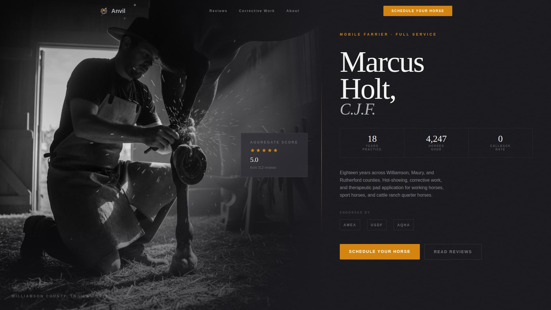 Forge — Skilled Farrier Services Landing Page Template