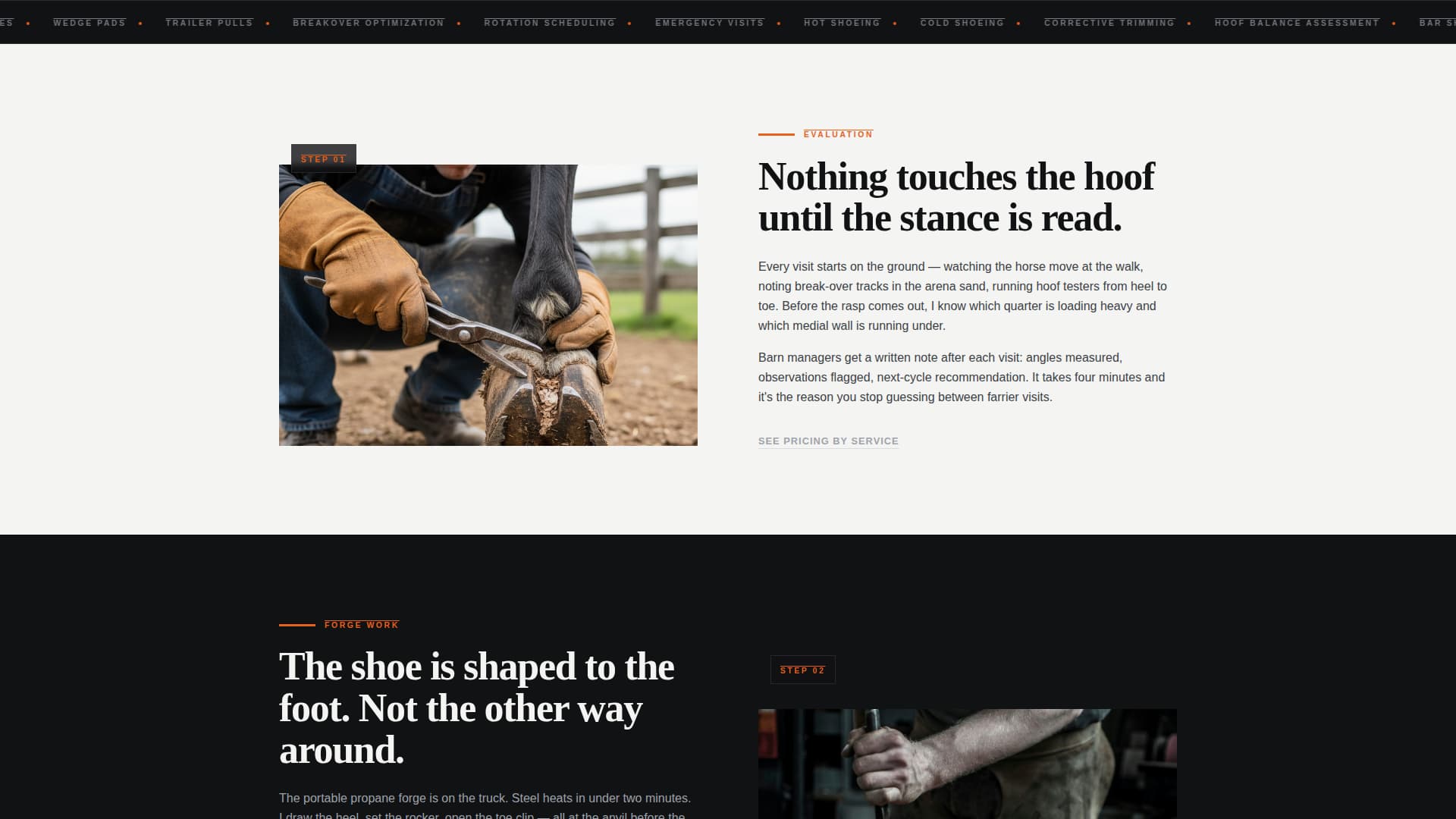 Farrier Booking Website Template