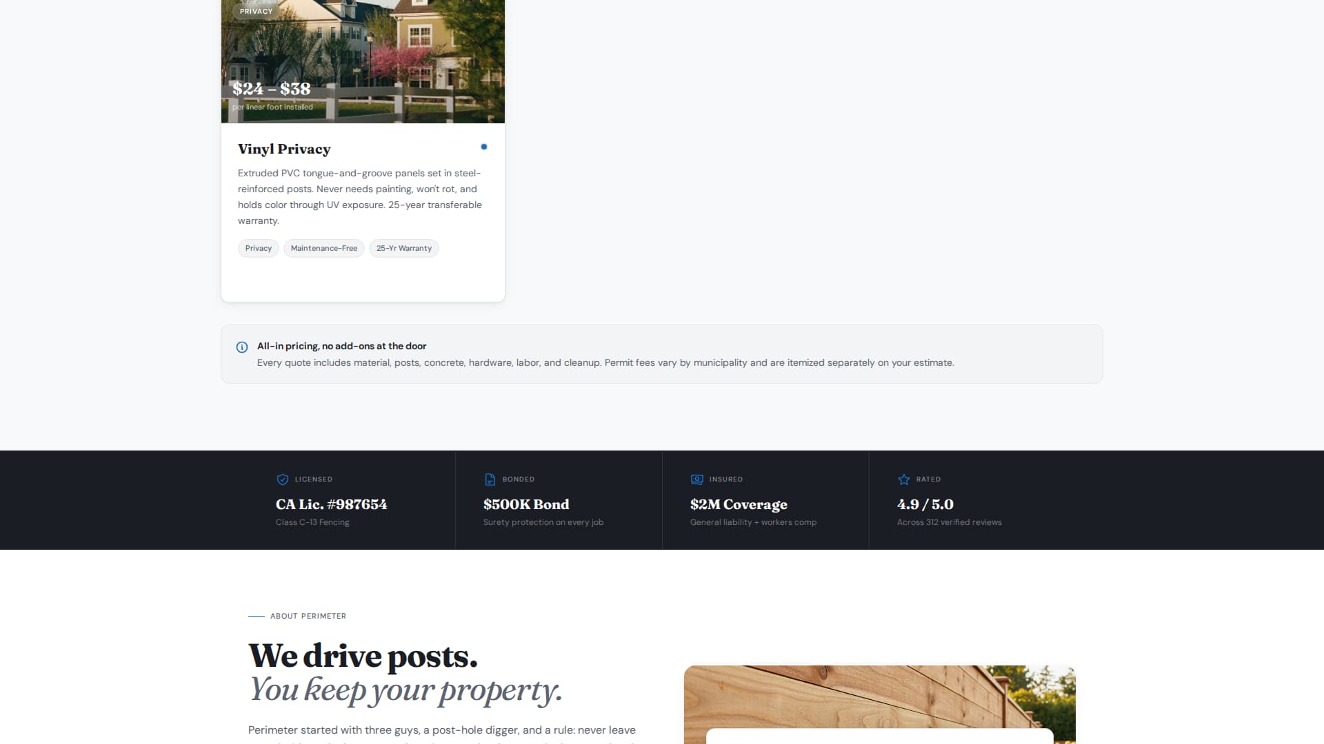 Fence Installer Marketing Pricing Website Template