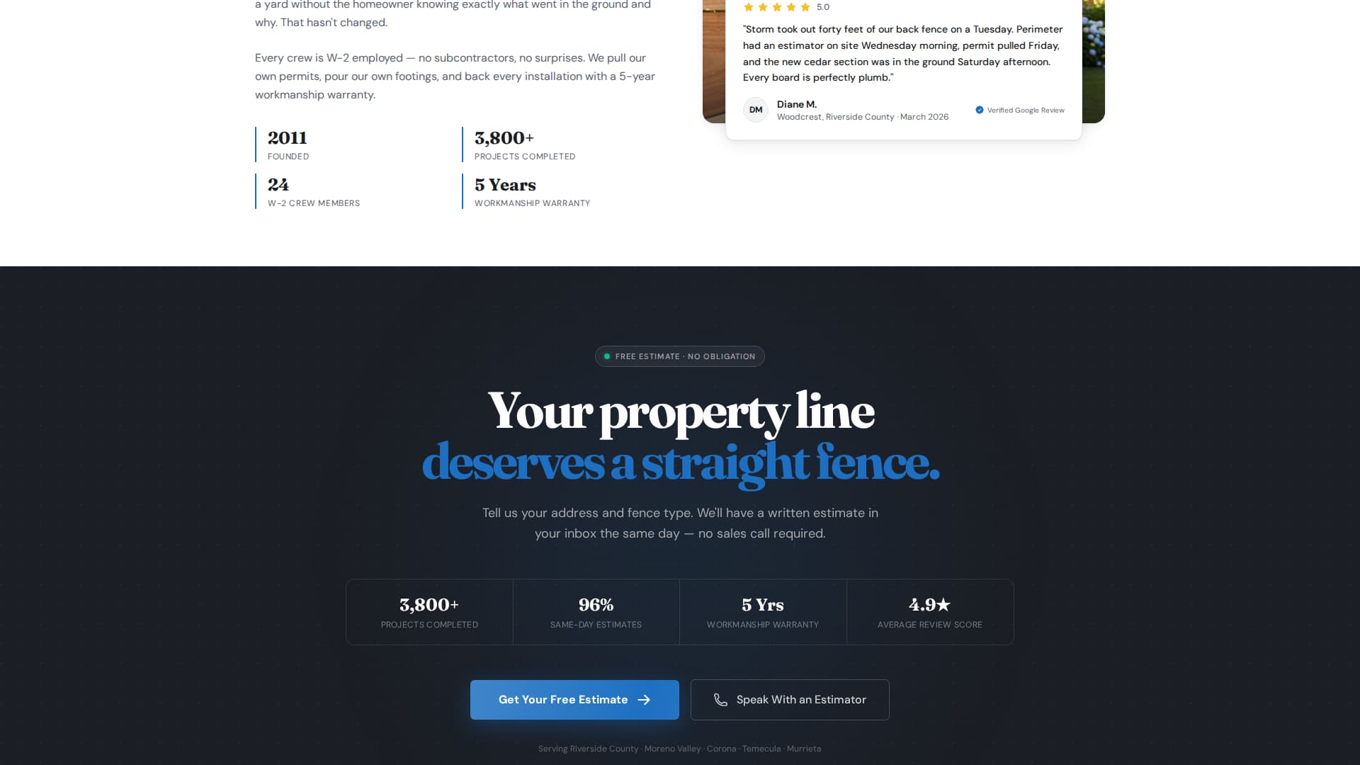 Fence Installer Marketing Pricing Website Template