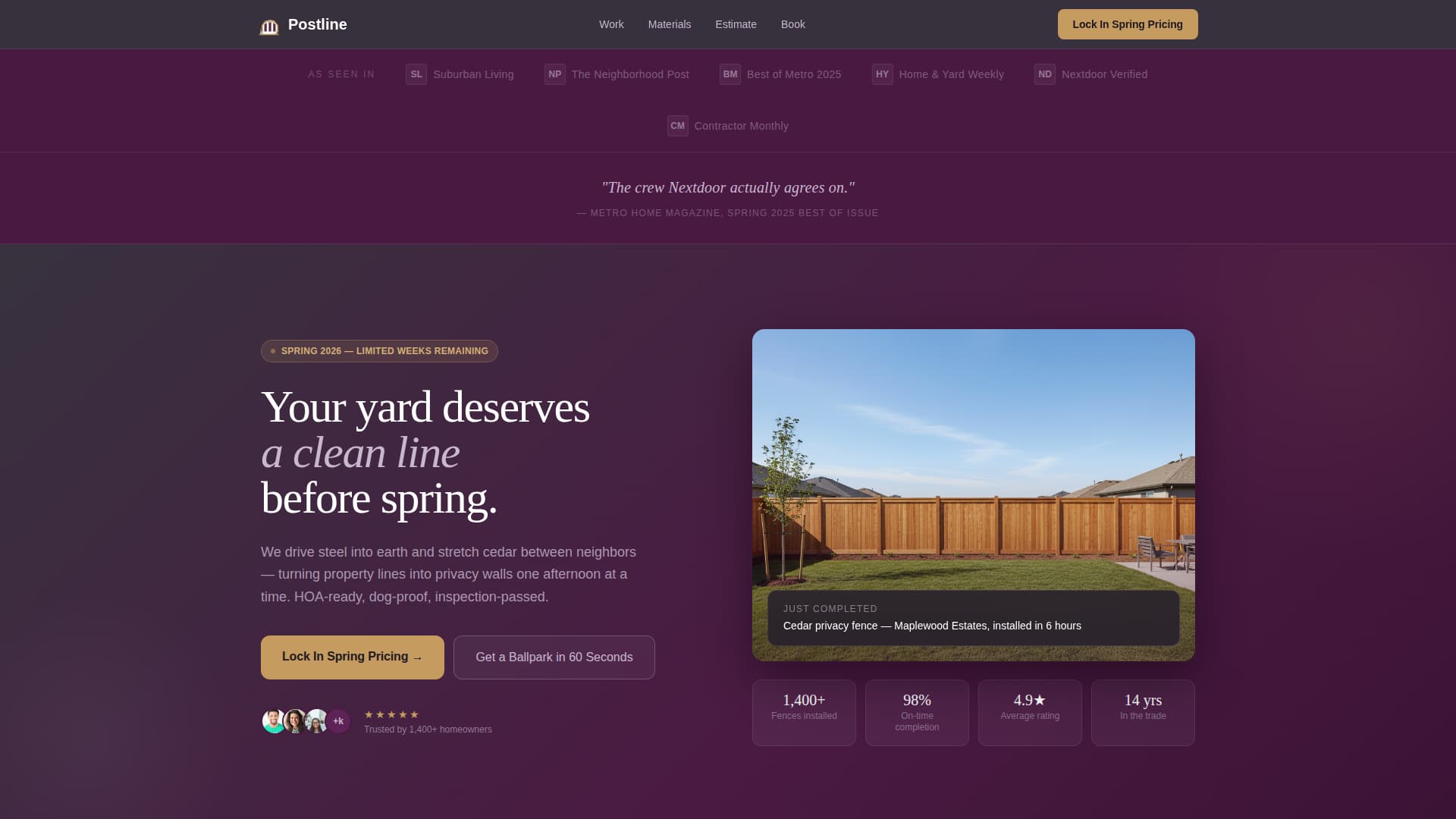 Fence Installer Marketing Advanced Booking Website Template
