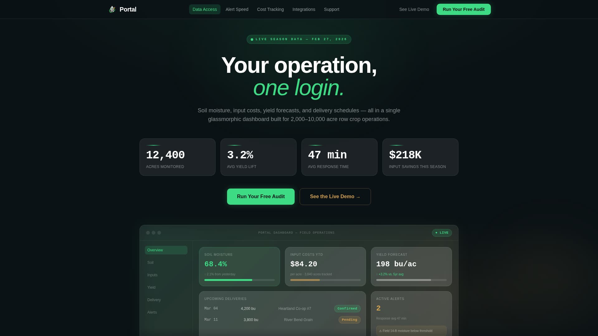 Portal - Powerful Agri Dashboard Landing Page Template