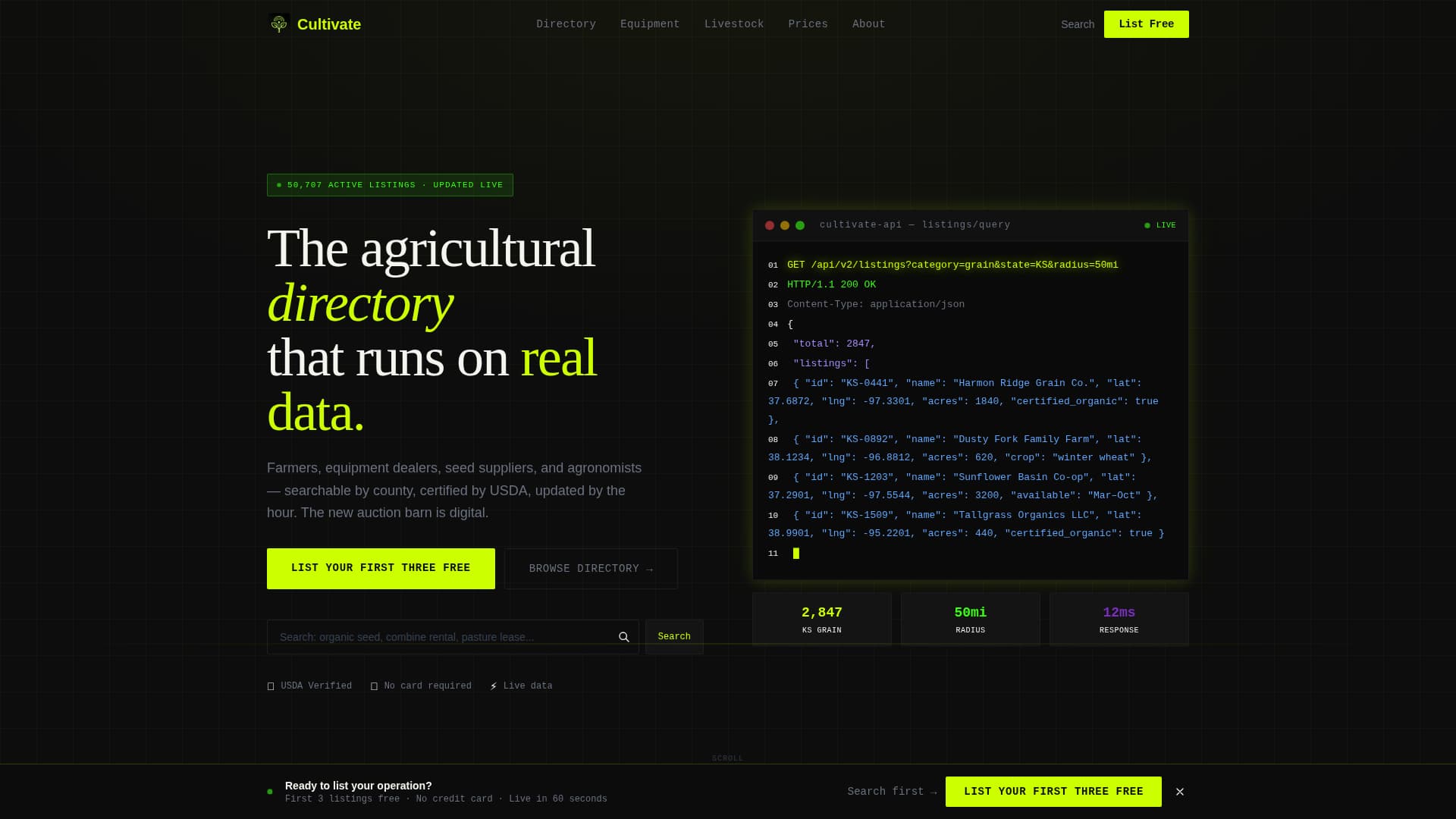 Cultivate - Dynamic Agridirectory Landing Page Template