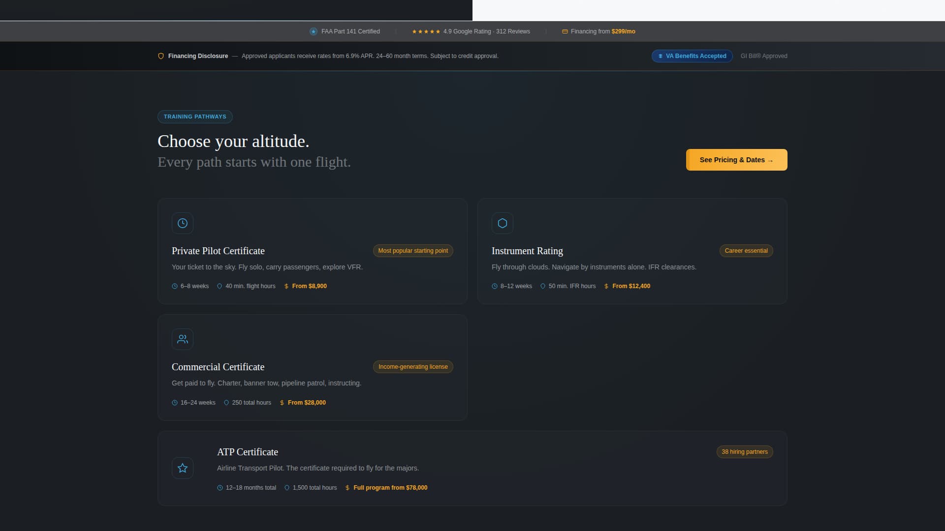 Flight School Marketing Professional Website Template