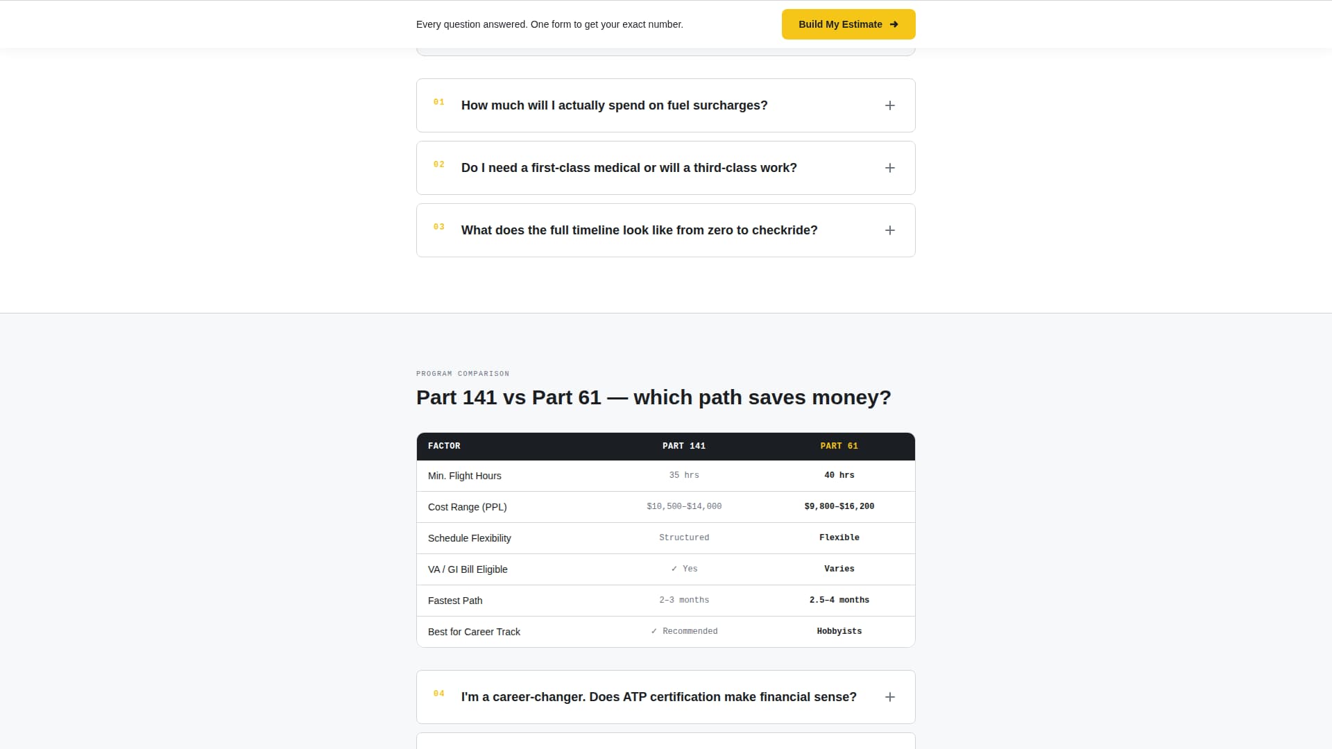 Flight School Marketing FAQ Website Template