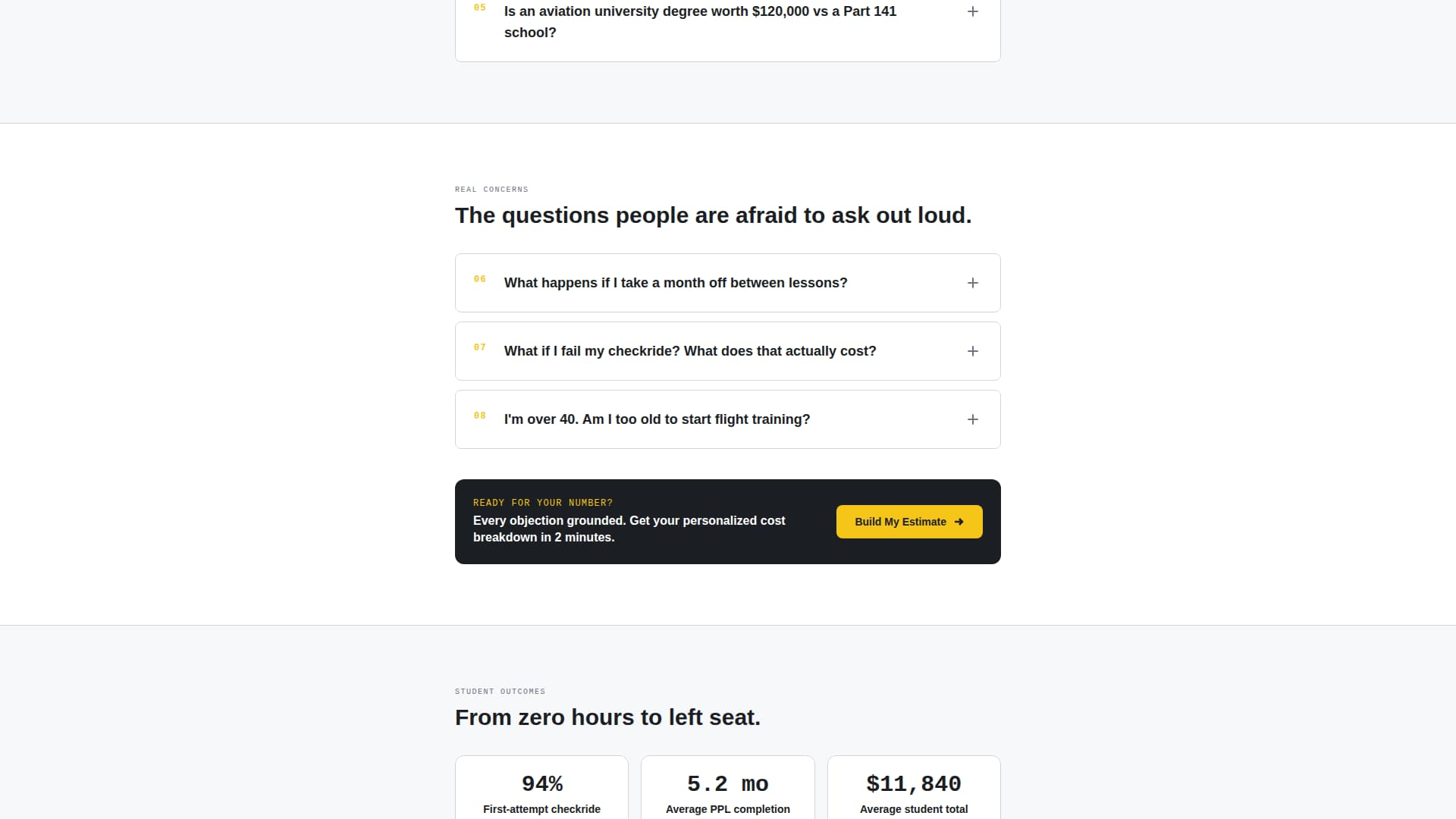 Flight School Marketing FAQ Website Template
