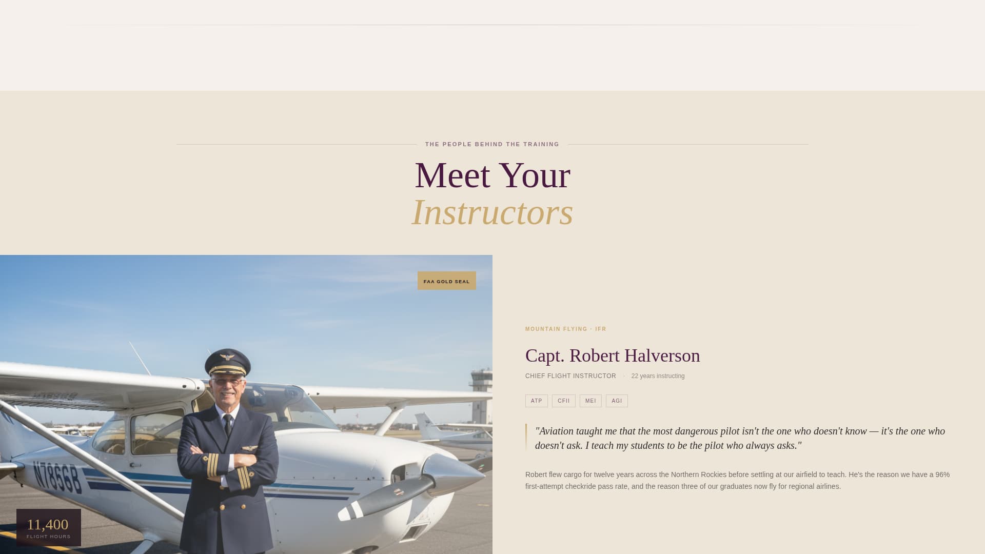 Flight School Marketing Reviews Website Template