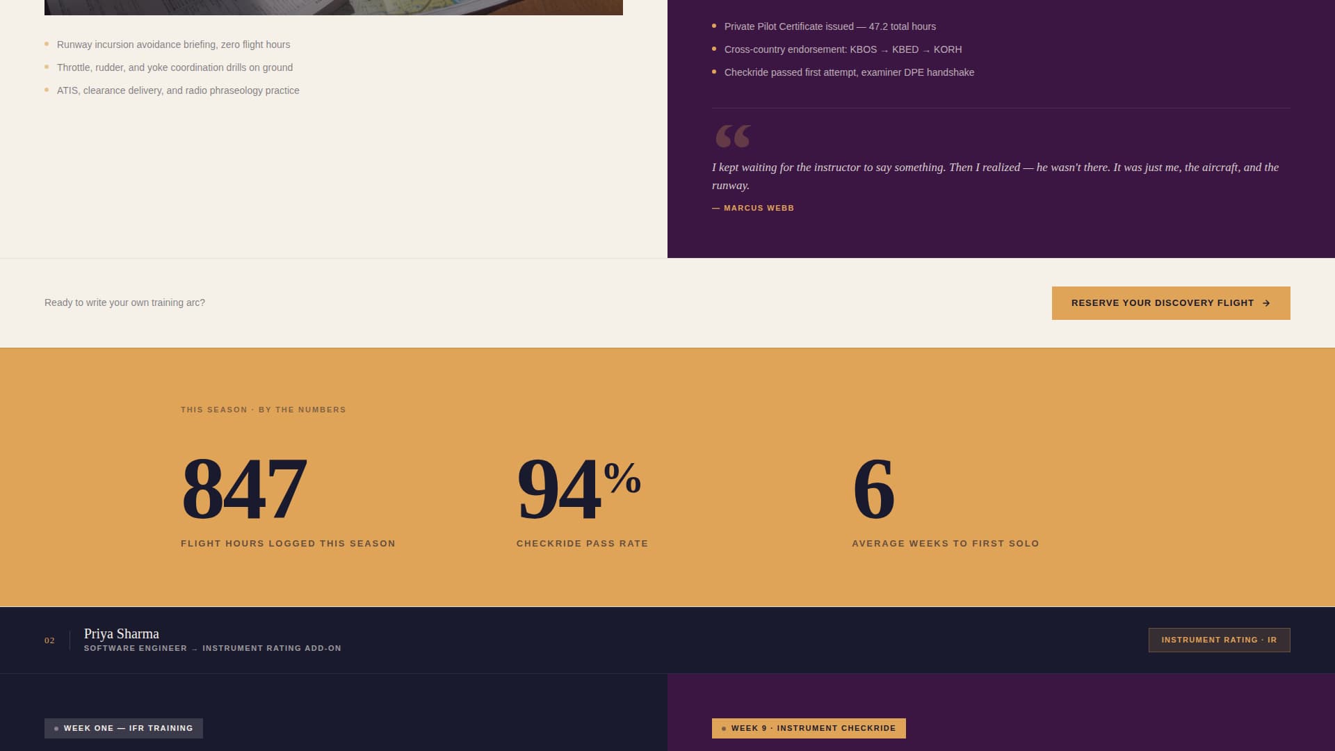 Flight School Marketing Advanced Booking Website Template