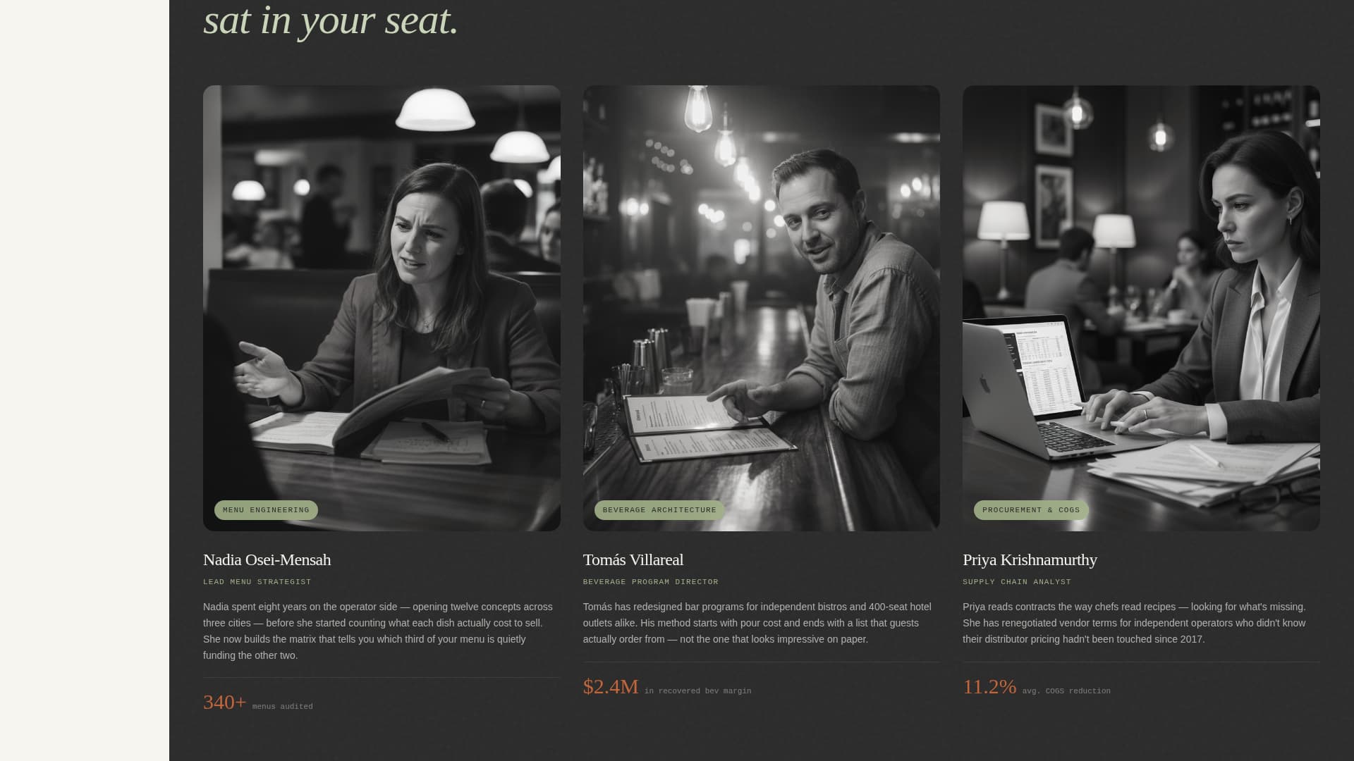 Food & Beverage Consulting Specialist Booking Website Template