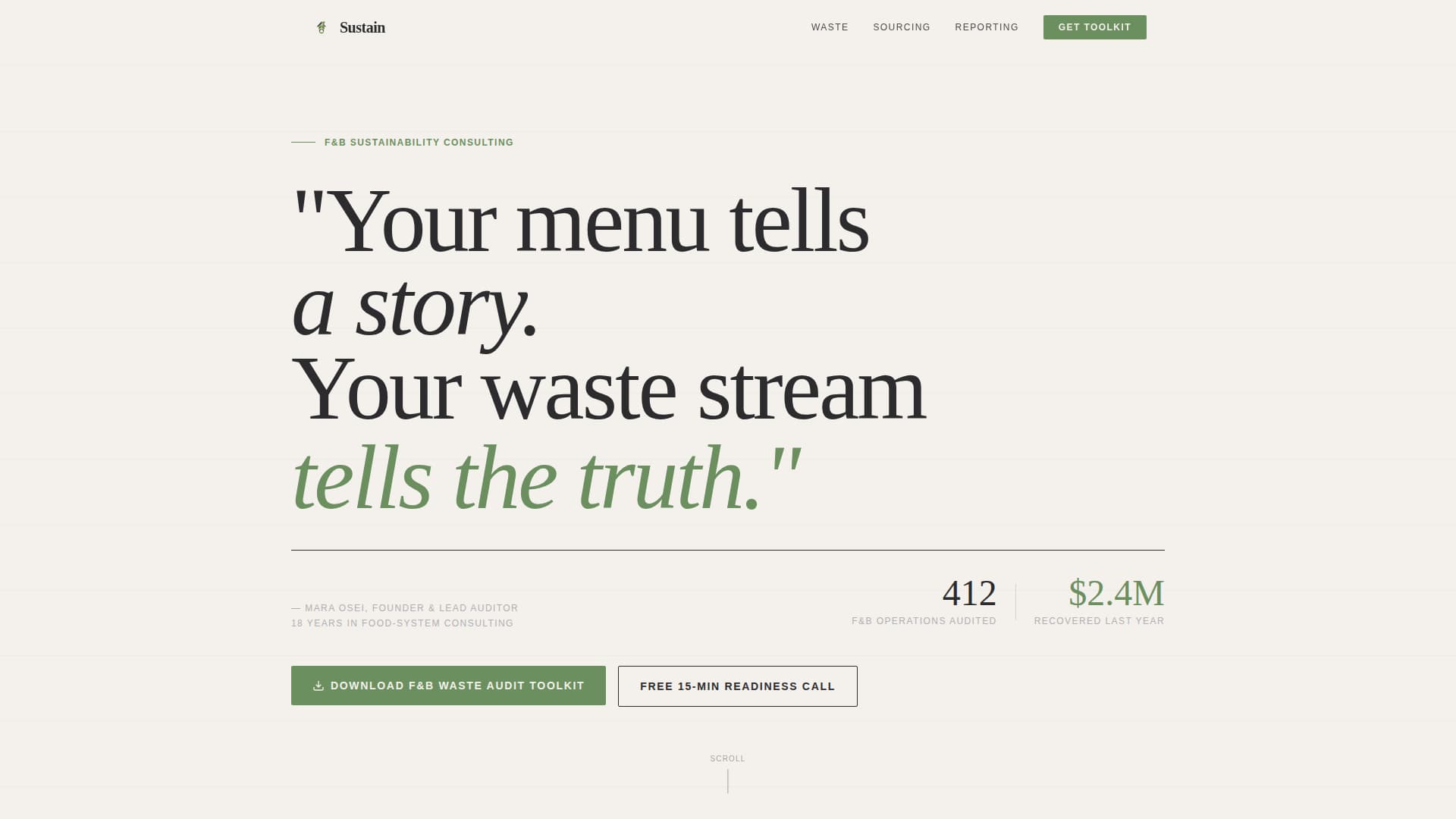 Food & Beverage Consulting Reviews Website Template