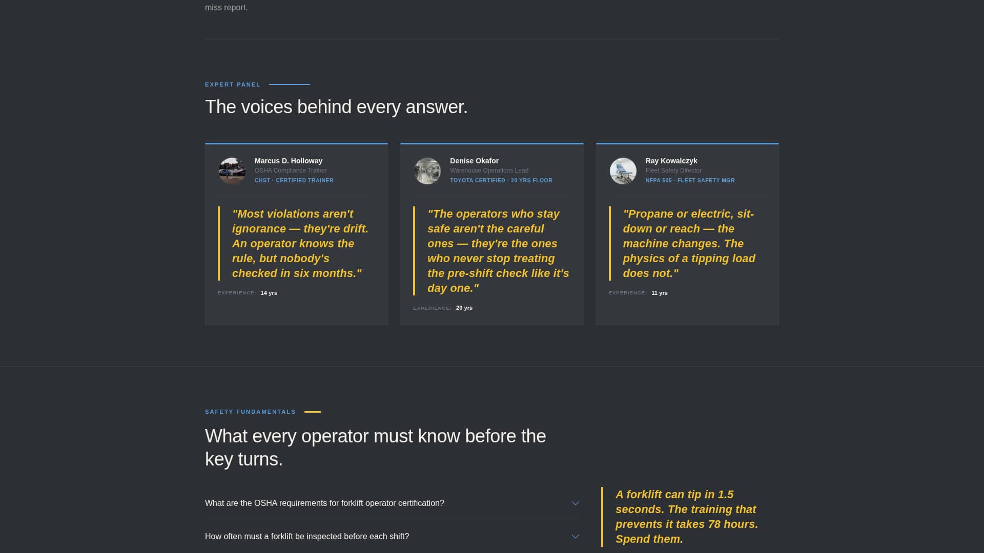 Forklift Operator FAQ Website Template
