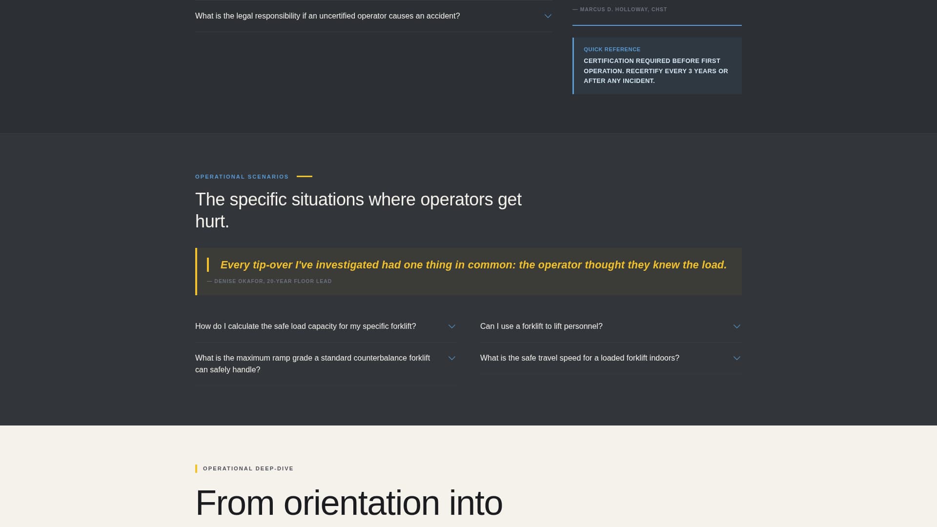 Forklift Operator FAQ Website Template