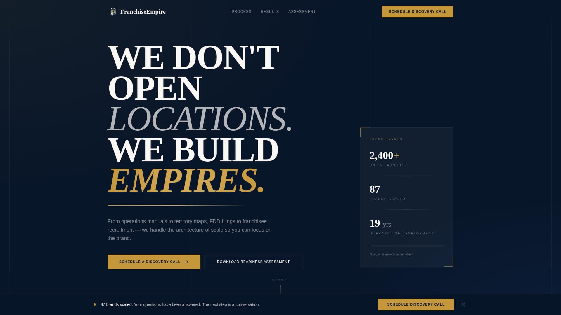 Franchise Consulting FAQ Website Template